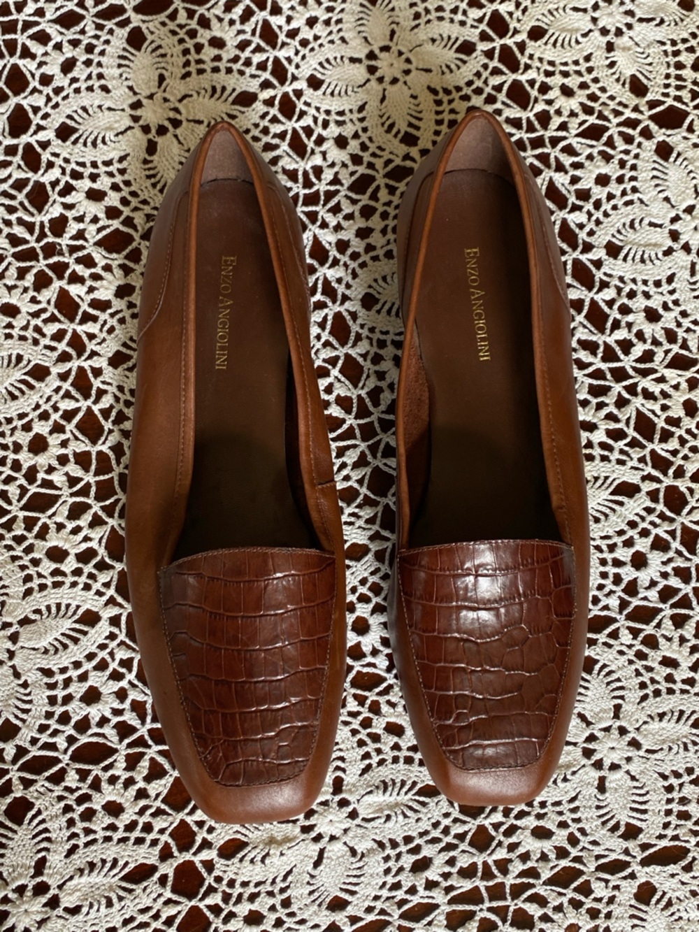 Enzo Angiolini Chestnut Leather Loafers Women’s Size 10